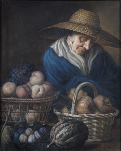 Unknown Artist: A market Women with Fruit. Eighteen century. Pastel on paper. 81.3X66 cm © The Holburne Museum