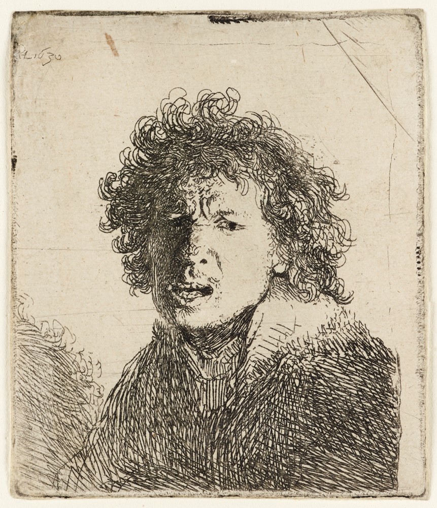Self-portrait, open-mouthed, as if shouting, Rembrandt, 1630 © Ashmolean Museum, University of Oxford