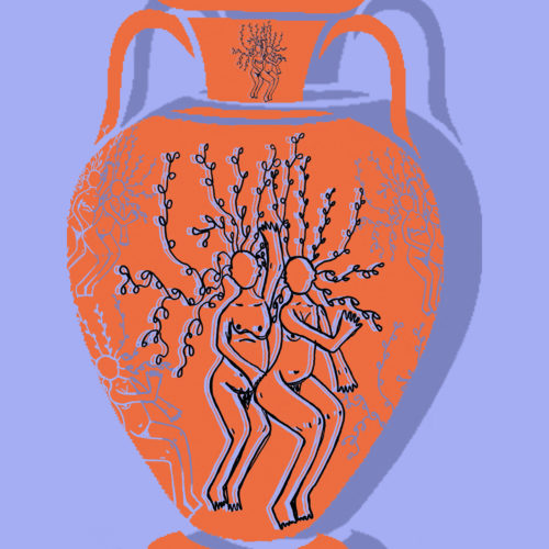 Wedgwood style vase illustration with dancing figures