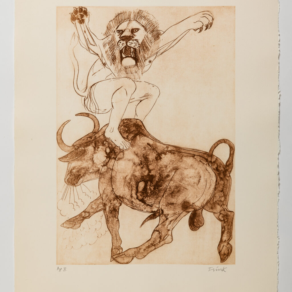 Herakles and the Lion's Mask Etching with aquatint, 1988 © The Holburne Museum. Photography: Peter J Stone