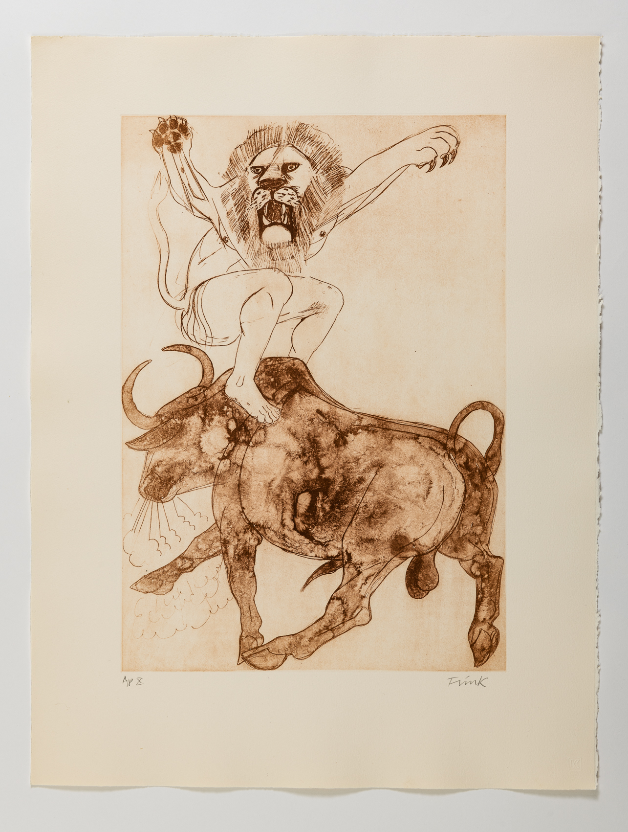 Herakles and the Lion's Mask Etching with aquatint, 1988 © The Holburne Museum. Photography: Peter J Stone